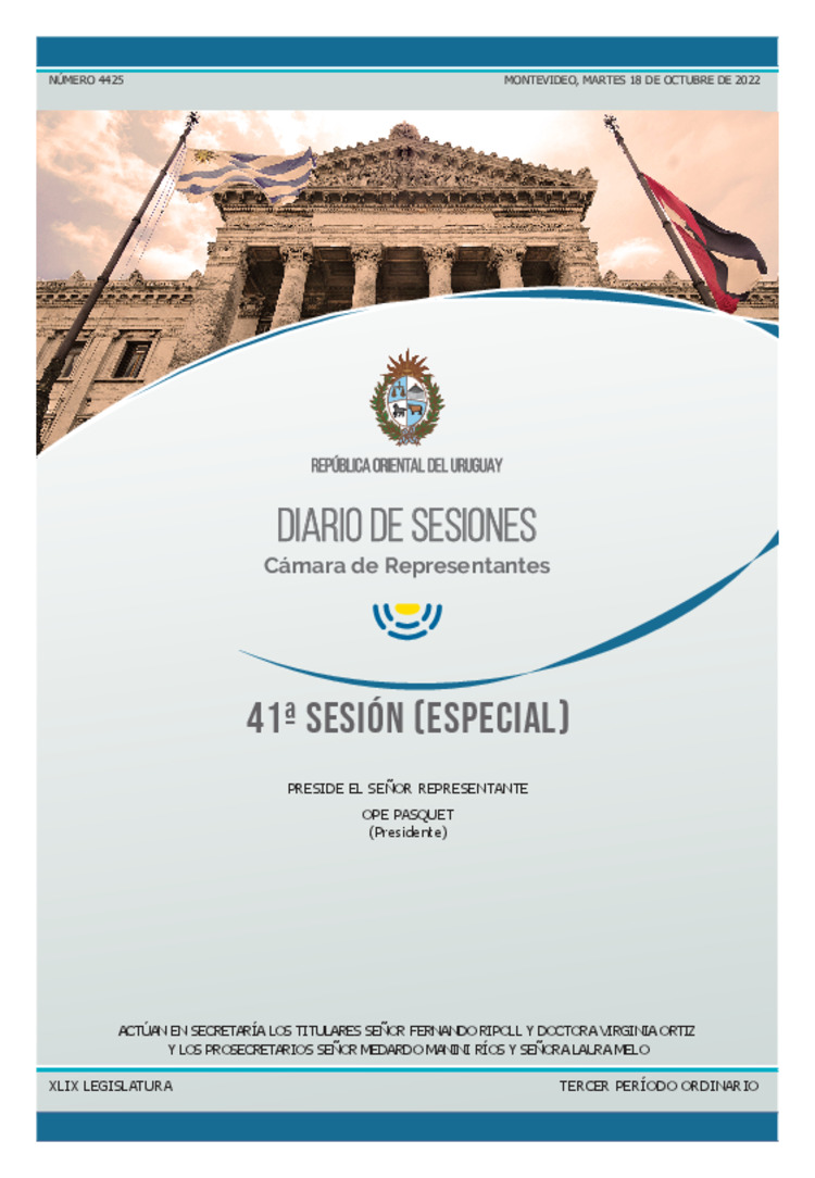 DIARIO DE SESIONES DE LA CAMARA DE REPRESENTANTES del 18/10/2022